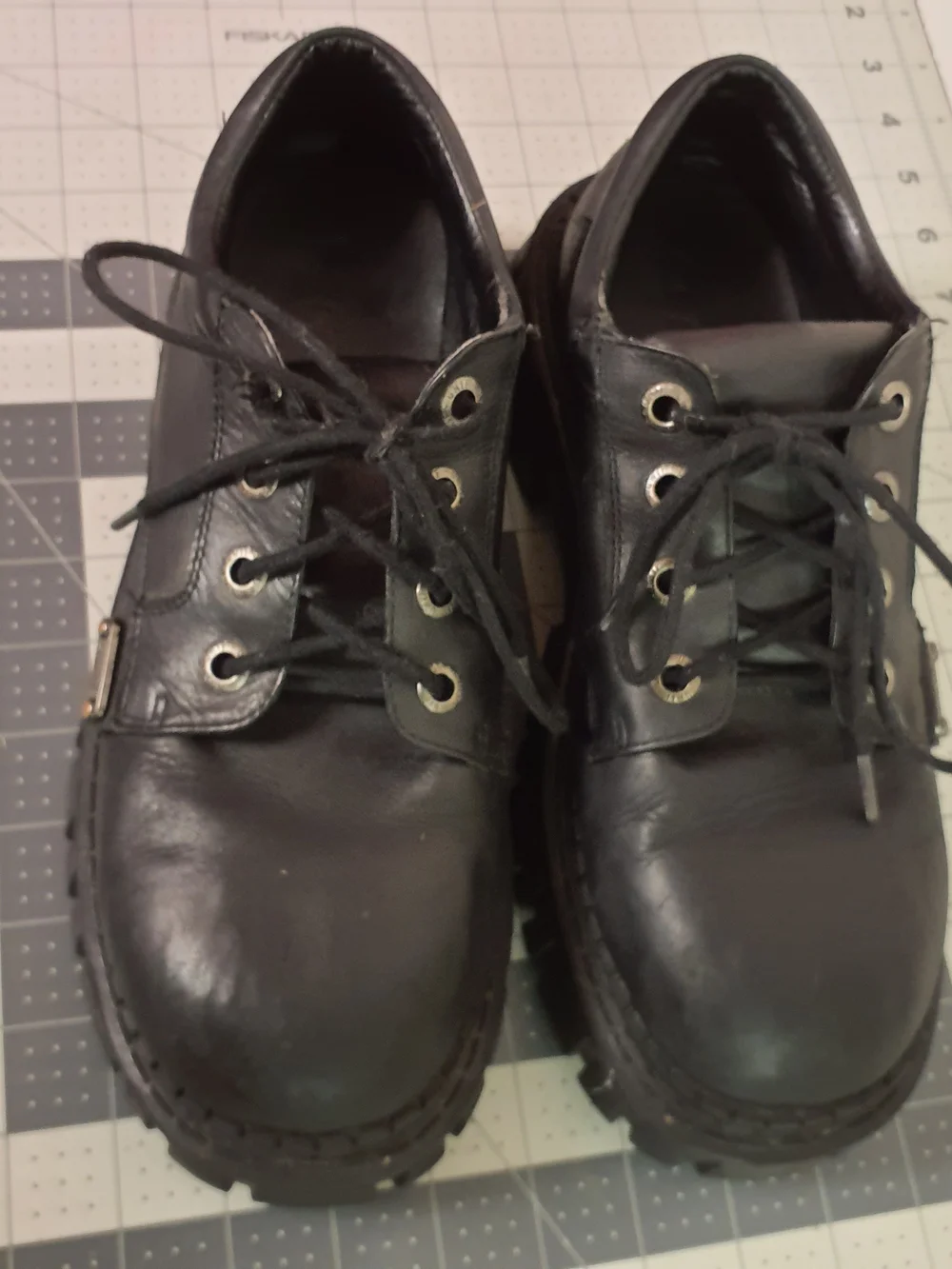 UNIF Black Leather Lace-Up Derby Shoes with Chunky Sole